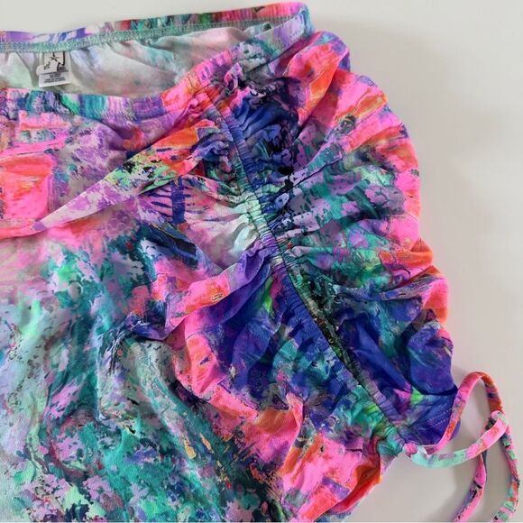 ⭕️ Luli Fama  Scrunch Up Mini Skirt Bikini Cover - Picture 3 of 8